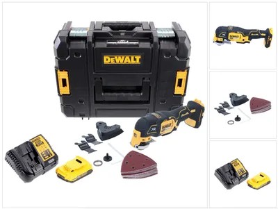 Image de DeWalt DCS355D1 Outil oscillant multi-cutter sans fil 18V Brushless + 1x Batterie 2,0Ah + Chargeur + Coffret TSTAK+ Accessoires 29 Pcs.