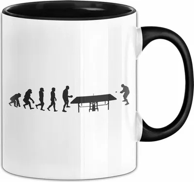 Produktbild von Tischtennis Tasse Geschenk Tischtenniss-Spieler Geschenkidee Evolution Tischtennisplatte (Schwarz)