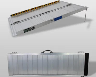 Produktbild von TRUTZHOLM Rollstuhlrampe klappbar 122 cm Traglast 272 kg Alu grau geriffelt Auffahrrampe