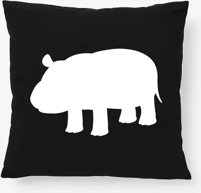 Produktbild von Huuraa Kissen Nilpferd Silhouette 40x40cm mit Füllung Black Baumwolle Dekokissen Geschenkidee
