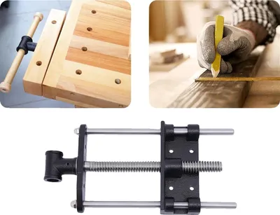 Produktbild von Holzwerkstattzwinge, Länge 37 cm, Backenbreite 17,9 cm, Material Gusseisen, verstellbare Klemmkraft, elektrostatische Sprühbehandlung