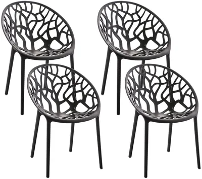 Produktbild von CLP 4er Set Gartenstühle Hope mit Lehne stapelbar wetterfest UV-beständig bis 150 kg schwarz