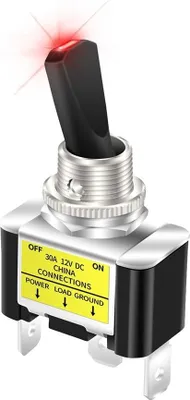 Produktbild von KFZ Kippschalter SPST 3 Pin Ein/Aus Schalter DC 12V 30A rot LED-beleuchtetet