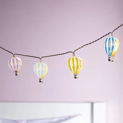 Productafbeelding van Lichtsnoer voor kinderen met 12 leds - Warmwit - Werkt op batterijen met heteluchtballonnen