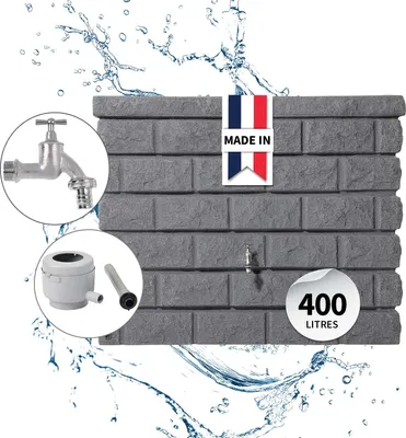 Image de Cuve récupérateur à eau mur gris granite 400 l - Graf - 995180 - rocky