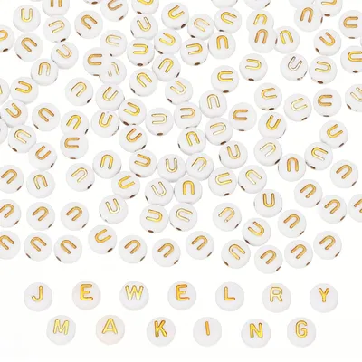 Productafbeelding van 100 Stuks Gouden Letterkralen voor Sieraden Maken