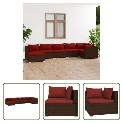 Produktbild von The Living Store 7-tlg. Garten-Lounge-Set mit Kissen Poly Rattan Braun