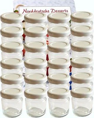 Productafbeelding van Famanu mini-glazen potjes van 53 ml met schroefdeksel - wit, set van 100