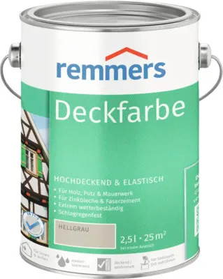 Immagine prodotto di Remmers Topcoat grigio chiaro, 2,5 litri, vernice di finitura per interni ed esterni, vernice di protezione dagli agenti atmosferici per molti supporti, altamente coprente, resistente alle intemperie