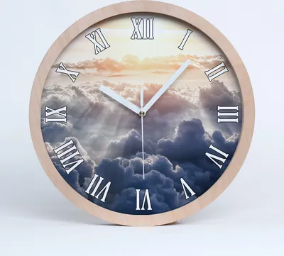 Produktbild von Holzuhr 25fi cm wanduhr - weiße Spitzen - Luft Wolken