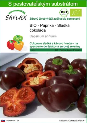 Obrázok produktu pre SAFLAX - BIO - Paprika - Sladká čokoláda - Capsicum annuum - 10 Semená - S pestovateľským substrátom bez klíčkov