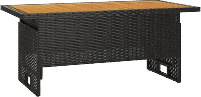 Produktbild von vidaXL Gartentisch Schwarz 100x50x43/63 cm Akazienholz & Poly Rattan