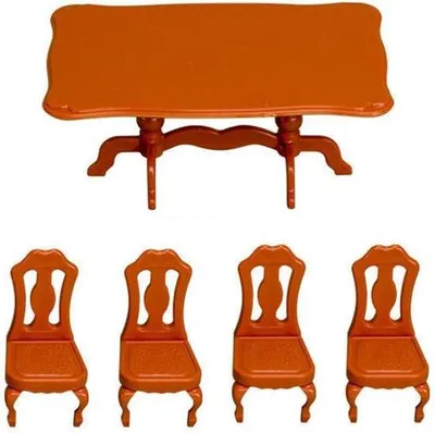Immagine prodotto di Set da pranzo in legno con sedie per la casa delle bambole