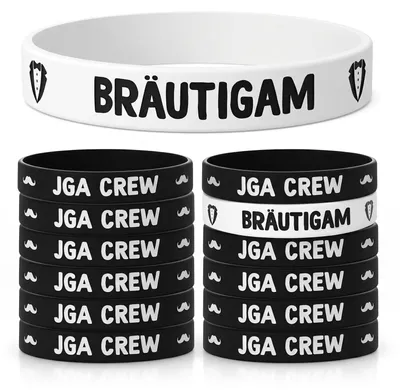 JGA Silikonarmbänder, 12er Set, Bräutigam- & Crew-Armbänder, hautfreundlich