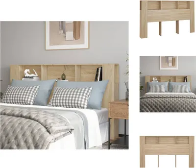 Produktbild von vidaXL Kopfteil mit Ablagen Sonoma-Eiche 180x18,5x104,5 cm - Kopf- & Fußenden