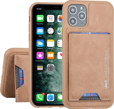 Productafbeelding van UNIQ Accessoire voor Apple iPhone 11 Pro, bruine achterkant, telefoonhoesje - met kaarthouder