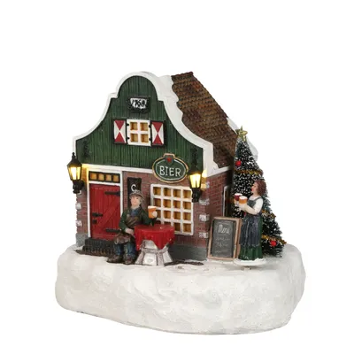Produktbild von LuVille Weihnachtsdorf-Miniatur Holländisches Café - L17,5 x B16,5 x H17,5 cm