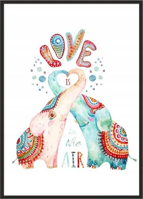 Image de Image Poster dans un cadre 53x73 cm Eléphants P998
