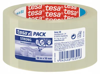 Zdjęcie produktu dla TESA Clear Strong, Polipropylen, Karton, 66 m, 50 mm, 1 szt.