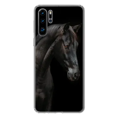 Produktbild von MuchoWow® Handyhülle Schutzhülle Hülle für Huawei P30 Pro Pferd - Tier - Schwarz Silikon Softcase Handy Hülle - Schutzdeckel