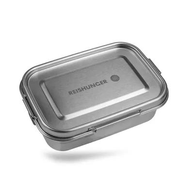 Produktbild von Reishunger Lunchbox Edelstahl – 1200 ml – Auslaufsicher dank Silikondichtung – Inklusive herausnehmbarer Trennwand – BPA-frei
