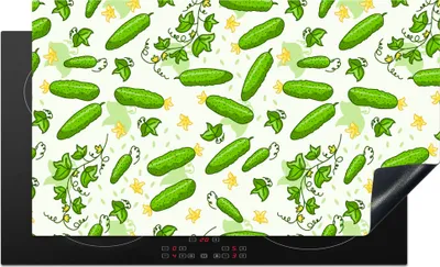 Produktbild von KitchenYeah© Herdabdeckplatte Gurke - Gemüse - Muster , 89x51cm, Küche Deko, Glaskeramikkochfeld Herdabdeckung, Abdeckplatte fùr Kochfeld