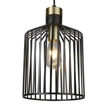 Zdjęcie produktu dla Lampa wisząca Bird Cage metal czarny mosiądz 1-światło Ø22 cm