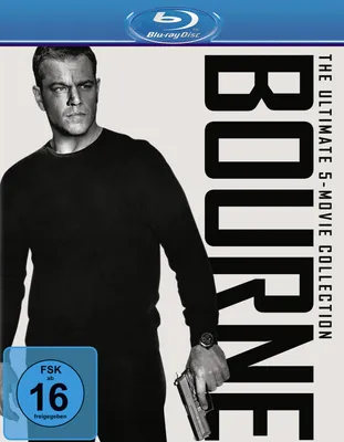 A Blu-ray movie collection cover featuring Matt Damon as Jason Bourne.