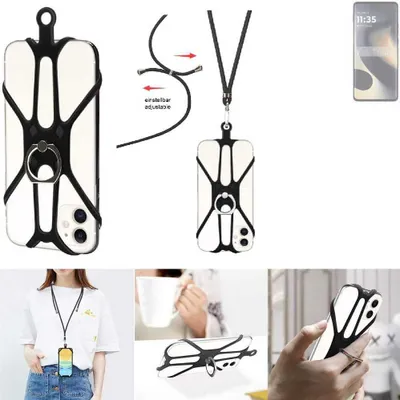 Produktbild von K-S-Trade 3in1 Handykette Handyband Handykordel Halsband Smartphone-Ring Handy-Ring kompatibel mit Motorola Edge 2024 Fingerhalterung Handyring