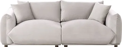 Produktbild von BELIANI 3-Sitzer Sofa Taupe Samt Weich Gepolstert mit 2 Kissen Breite Armlehnen Lose Rückenkissen Modern Wolkenoptik Polstersofa für Wohnzimmer
