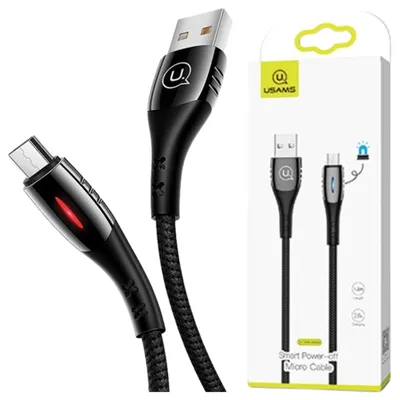 Productafbeelding van USAMS U-TONE MicroUSB-kabel, 1,2 meter, 2A snelladen, zwart/zwart, modelnummer: US-SJ346USB01 (US-SJ346)