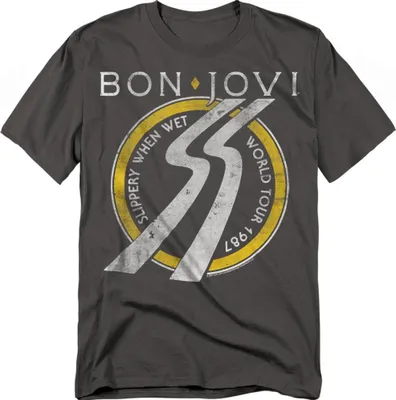 Produktbild von Bon Jovi - "Slippery When Wet World Tour" T-Shirt für Herren/Damen Uni TV22765 (L) (Holzkohle)