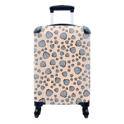 Produktbild von MuchoWow® Koffer Handgepäck Trolley Rollkoffer Kleine Reisekoffer mit 4 Rollen - Muscheln - Strand - Muster - Cabin Size < 55x40x23 cm & 55x40x20 cm - Fotokoffer - Kabinenkoffer - Boardgepäck - Reise-Box - Reisekoffer - Reisegepäck - Koffer mit Bild - Trolley für Kinder