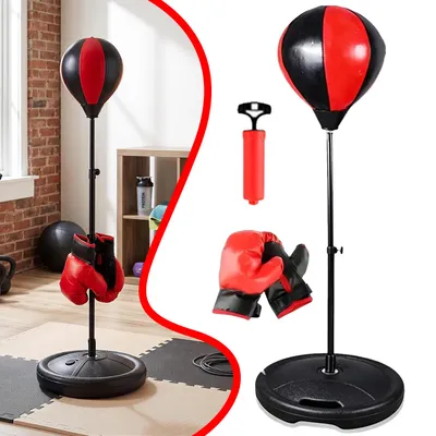 Produktbild von Punchingball, Boxsack, Höhenverstellbar 80-110 cm, Boxball Set mit Boxhandschuhe, Pumpe