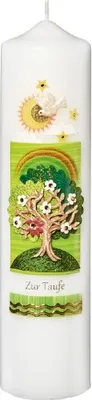 Produktbild von Taufkerze 25 x 6 cm mit Namensverzierung und Geschenkkarton, Nr. 103