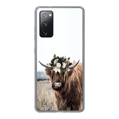 Produktbild von MuchoWow® Handyhülle Schutzhülle Hülle für Samsung Galaxy S20 FE Schottischer Highlander - Blumen - Tiere Silikon Softcase Handy Hülle - Abdeckung