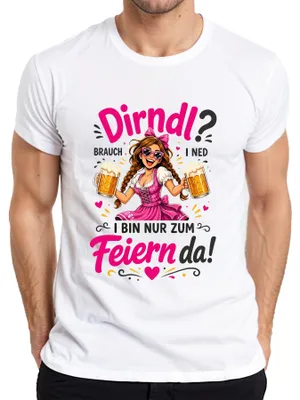 Immagine prodotto di Non mi piacciono i vestiti tradizionali da donna (Dirndl). Sono qui solo per festeggiare. Pantaloni tradizionali da uomo (Lederhose). T-shirt da uomo per l'Oktoberfest, bianca, taglia XXL