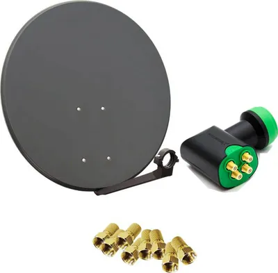 Produktbild von PremiumX SAT Anlage 80cm Antenne GreenDiamond Quad LNB 8x F-Stecker