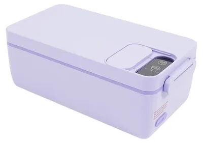 Obrázek produktu pro Přenosná elektrická obědová krabička – ohřívač jídla – nabíjení přes USB a baterii – samoohřívací ohřívač jídla – vnitřní nádoba z nerezové oceli – s termo taškou – fialová