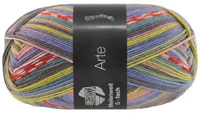 Produktbild von Lana Grossa - Meilenweit 6-fach 150g Arte 9635 altrosa jade hellbau enzianblau gelb graugrün ecru terrakotta