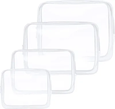 Produktbild von Transparente wasserdichte Kosmetiktasche mit Reißverschluss für Handgepäck - für Kosmetik und Make-up - für Damen, Herren und Kinder - im Urlaub