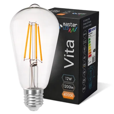 Produktbild von MasterLED - Leuchtmittel - Sockel E27 ST64 - 4000 K tralweiß - 1200 lm - 12 W - Rundumlicht 360° - glühbirne e27 - leuchtmittel e27