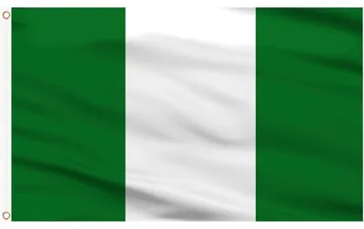 Productafbeelding van Nigeriaanse vlag, 90 x 150 cm, 4 stuks, met koperen oogjes, duurzaam, weerbestendig
