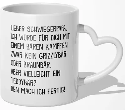 Produktbild von 22Feels Schwiegerpapa Geschenk Schwiegervater Tasse Männer Kaffeetasse Vater der Braut des Bräutigams Beste Schwiegereltern Haferl Geburtstag Weihnachten (Herzhenkel Weiss)