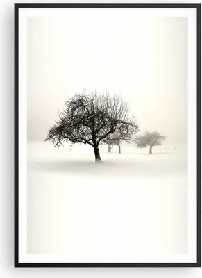 Produktbild von Gerahmtes Poster - Schwarzer Rahmen - Bäume Schnee Nebel - 70x100 cm - Wand Bild - Wanddeko - Wandbilder - Kunstposter - Wandposter - Bilderrahmen - Bilder - Kunstdruck - Wandbild - P2BPA70x100-4136