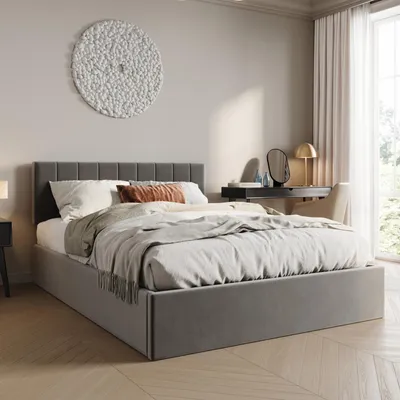 Produktbild von Polsterbett 160x200 cm mit Stauraum und Lattenrost Doppelbett mit hydraulischem Bettkasten Gepolstertes Bett Bed Stauraumbett Stabiler Bettrahmen | 200x160 cm dunkelgrauer Samt