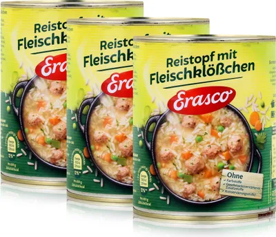 Produktbild von Erasco Reistopf mit Fleischklößchen 800g Fertigessen (3er Pack)