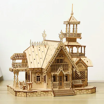 Image de Kit de puzzle en bois 3D, château - Modèle architectural pour adultes