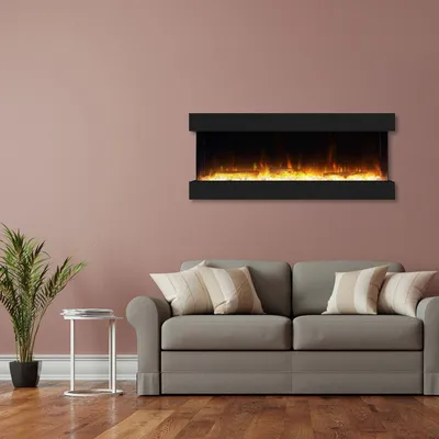 Produktbild von Garlvio Elektrokamin Insert 3-Sided 152 Einbaukamin | LED Wandkamin in schwarz mit Heizung (1500 W) | HxBxT: 68x152x25cm