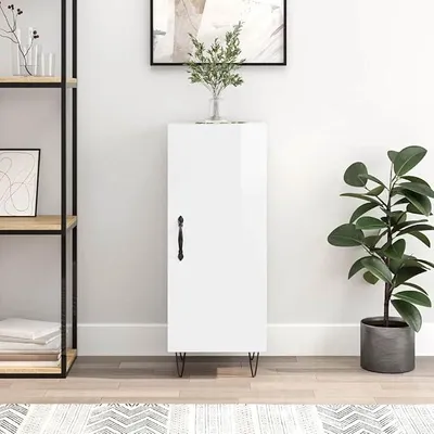 Imagen del producto de Mueble aparador blanco brillante, armario para pasillo o dormitorio, dimensiones 34,5 x 34 x 90 cm, fabricado en material de madera